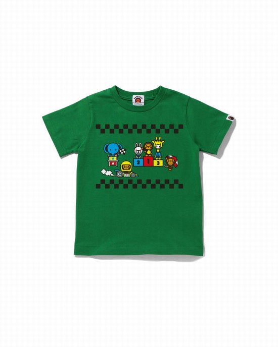 Turquoise Bape Milo Racing #3 Kids' T Shirts | ZA-25379