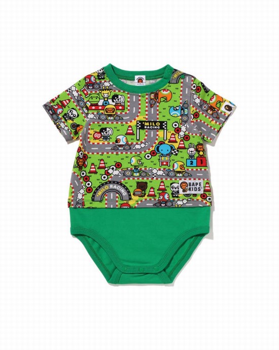 Turquoise Bape Milo Racing Kids' Bodysuit | ZA-67029