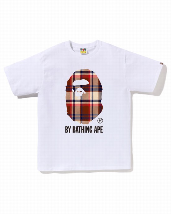White Bape Check By Bathing Ape Men's T Shirts | ZA-03651