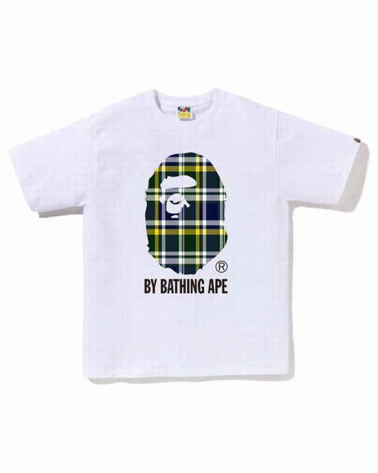 White Bape Check By Bathing Ape Men's T Shirts | ZA-47638