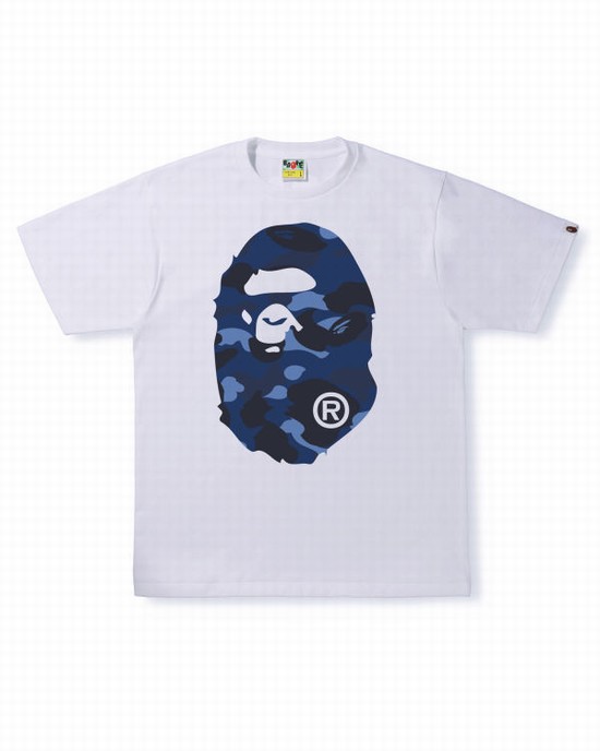 White Bape Color Camo Big Ape Head Men's T Shirts | ZA-73451