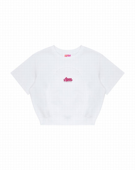 White Bape Cropped logo Women's Sweatshirts | ZA-68342