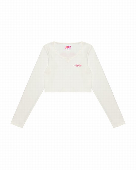 White Bape Cropped slim cut Women's Blouse | ZA-70428