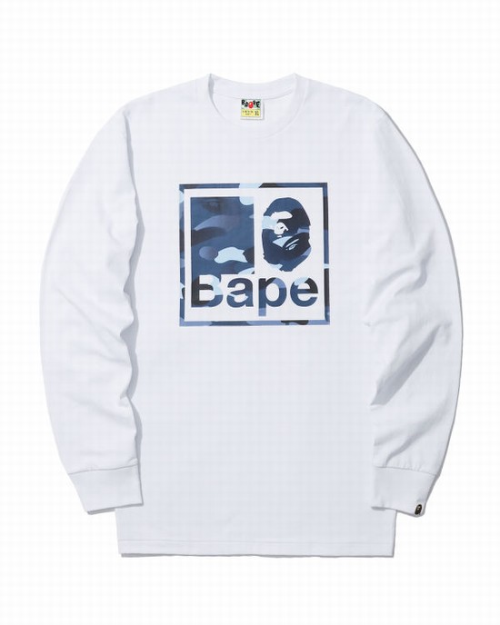 White Bape Gradation Camo Men's T Shirts | ZA-05461