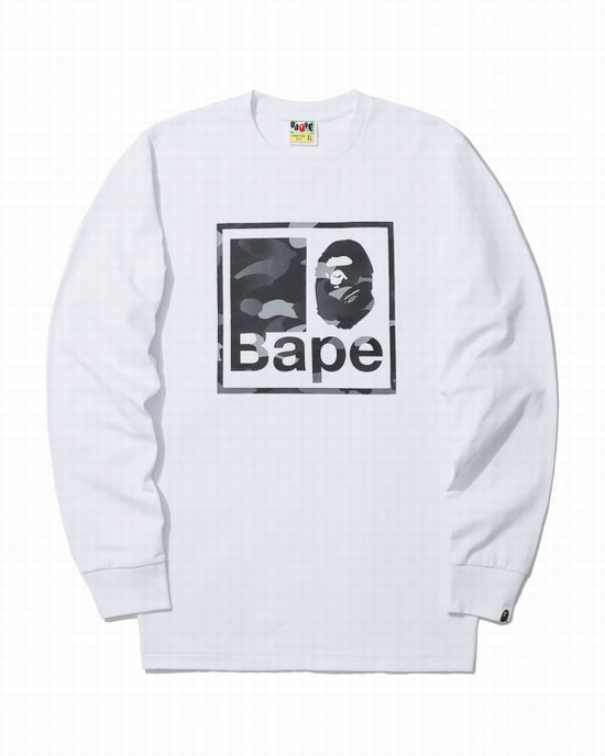 White Bape Gradation Camo Men's T Shirts | ZA-75406