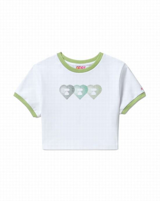 White Bape Graphic crop #3 Women's T Shirts | ZA-27830