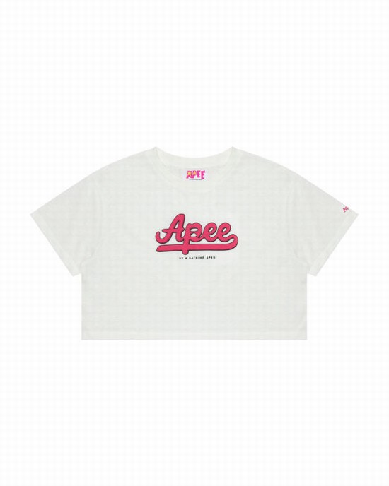 White Bape Graphic cropped Women's T Shirts | ZA-96501
