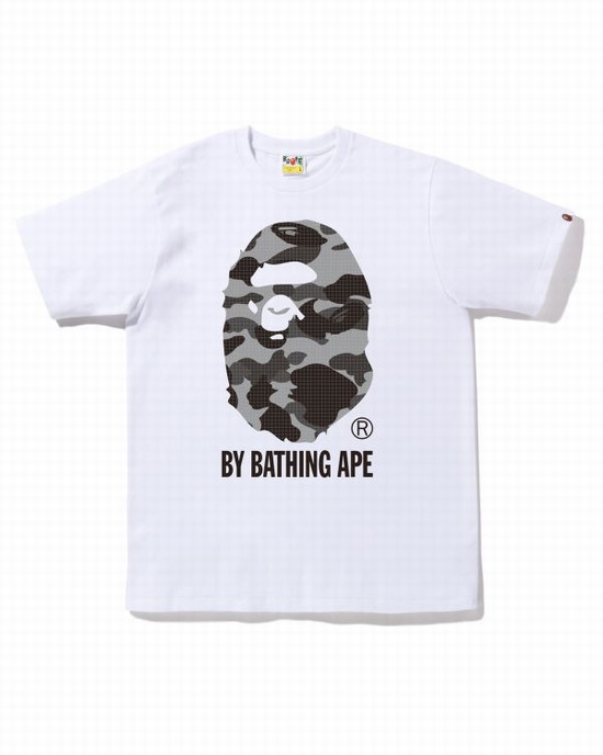 White Bape Grid Camo By Bathing Ape Men's T Shirts | ZA-23109
