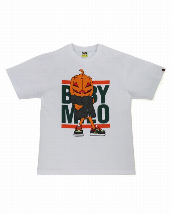 White Bape Halloween Milo Men's T Shirts | ZA-39415