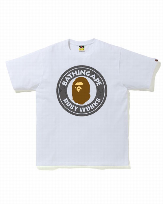 White Bape Line 1st Camo Busy Works Men's T Shirts | ZA-31752