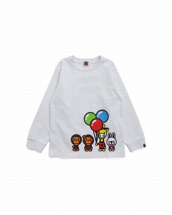 White Bape Milo & Friends L/S Kids' T Shirts | ZA-89051