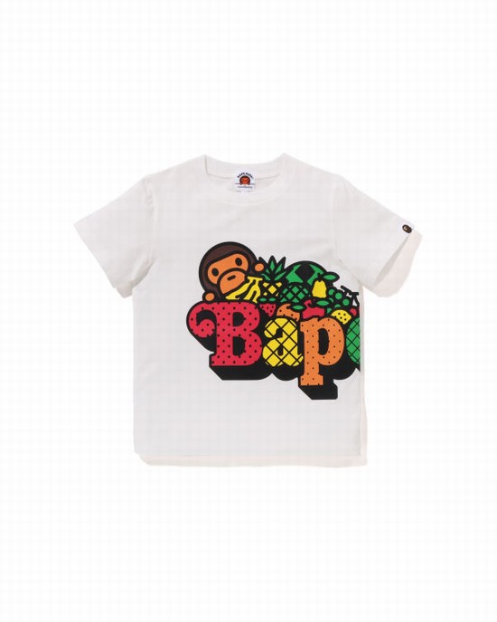 White Bape Milo Fruit Kids' T Shirts | ZA-36892