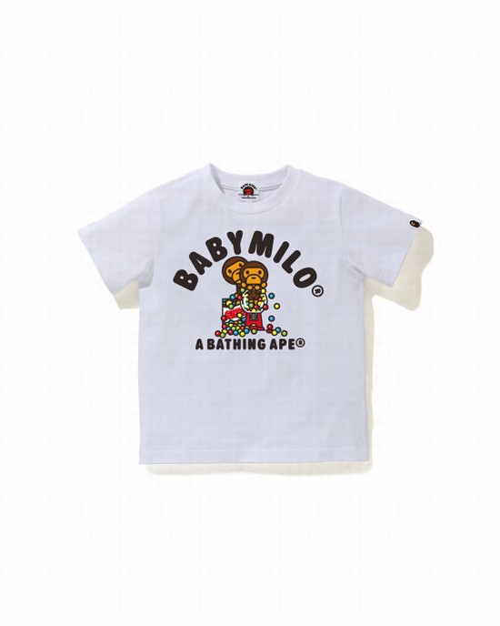 White Bape Milo Gum Ball Kids' T Shirts | ZA-64079