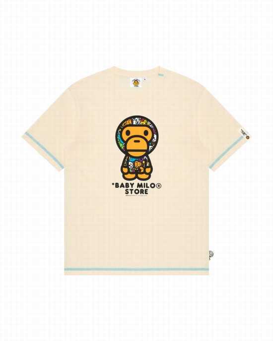 White Bape Milo Men's T Shirts | ZA-35769