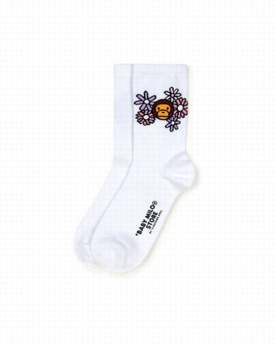 White Bape Milo Women's Socks | ZA-37846