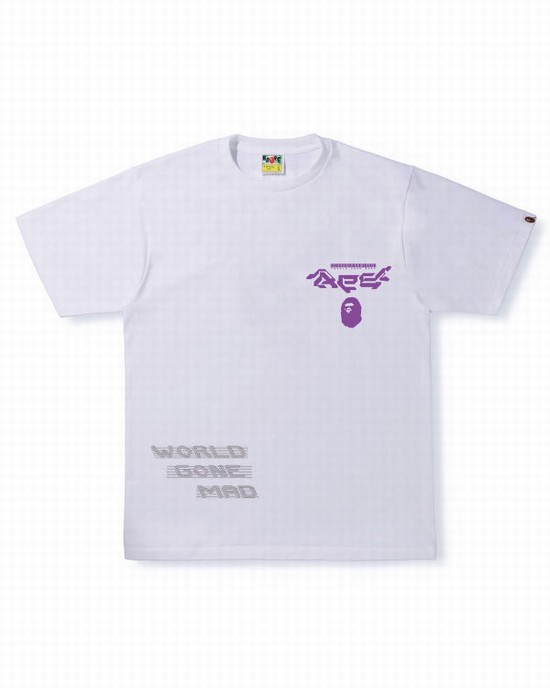 White Bape Multi Logo #1 Men's T Shirts | ZA-68273