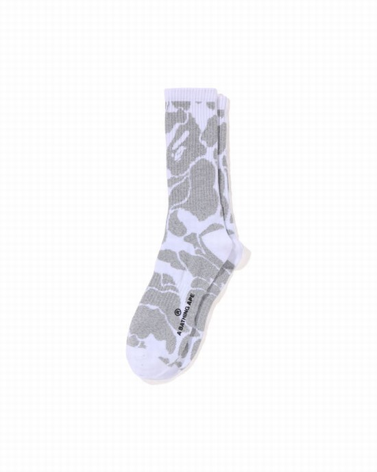 White Bape Reflective Camo Men's Socks | ZA-31490