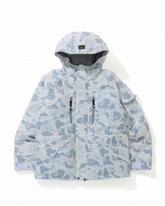 White Bape Space Camo Military Loose Fit Men's Down Jackets | ZA-41657