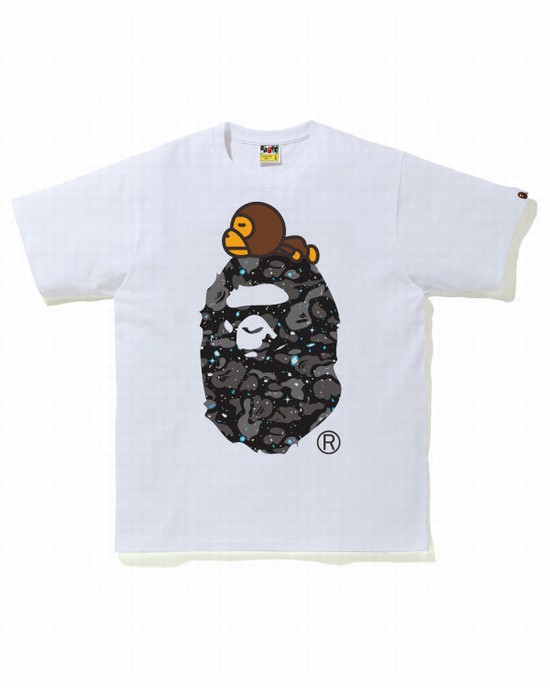White Bape Space Camo Milo On Big Ape Men's T Shirts | ZA-82436