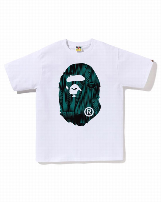 White Bape Speed Racer Big Ape Head Men's T Shirts | ZA-25871