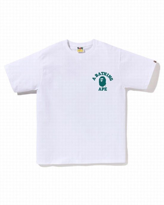 White Bape Speed Racer College ATS Men's T Shirts | ZA-24198