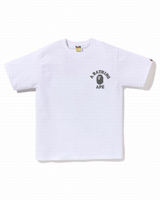 White Bape Speed Racer College ATS Men's T Shirts | ZA-37492