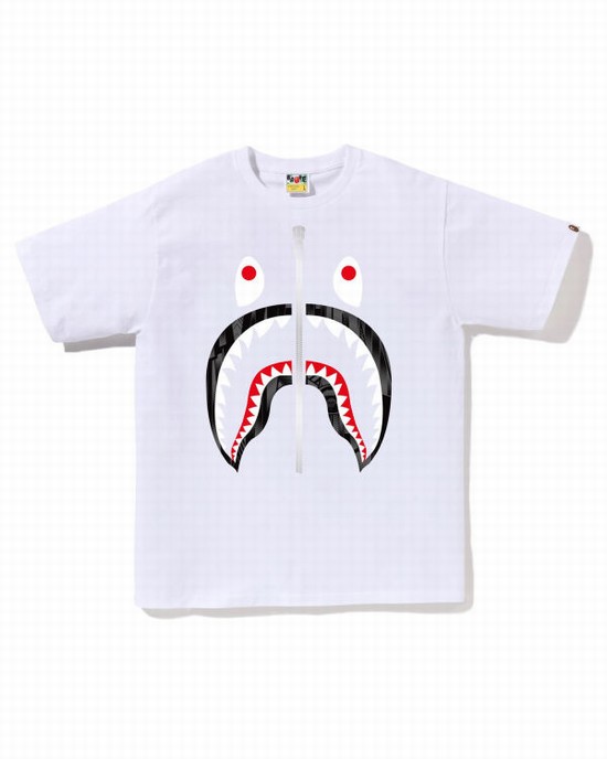 White Bape Speed Racer Shark Men's T Shirts | ZA-50647