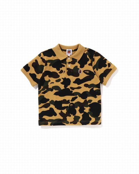 Yellow Bape 1st Camo One Point Polo Kids' Shirts | ZA-72501