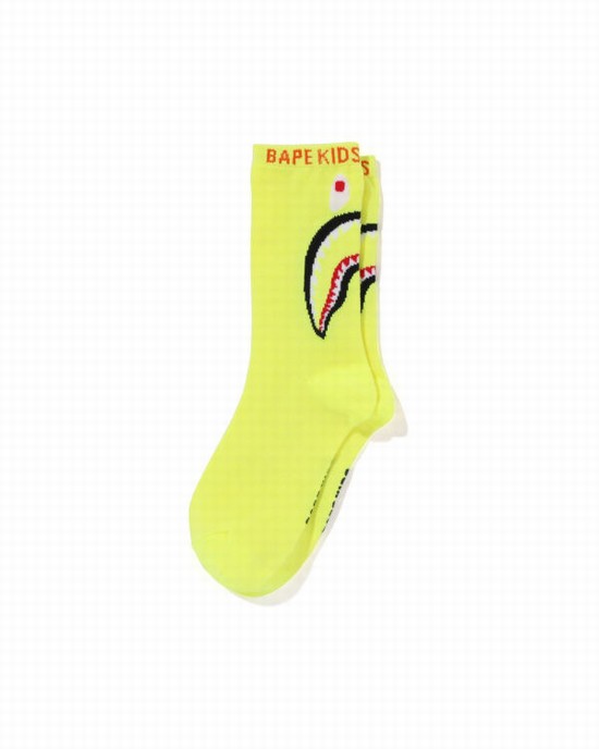 Yellow Bape Shark Kids' Socks | ZA-69537